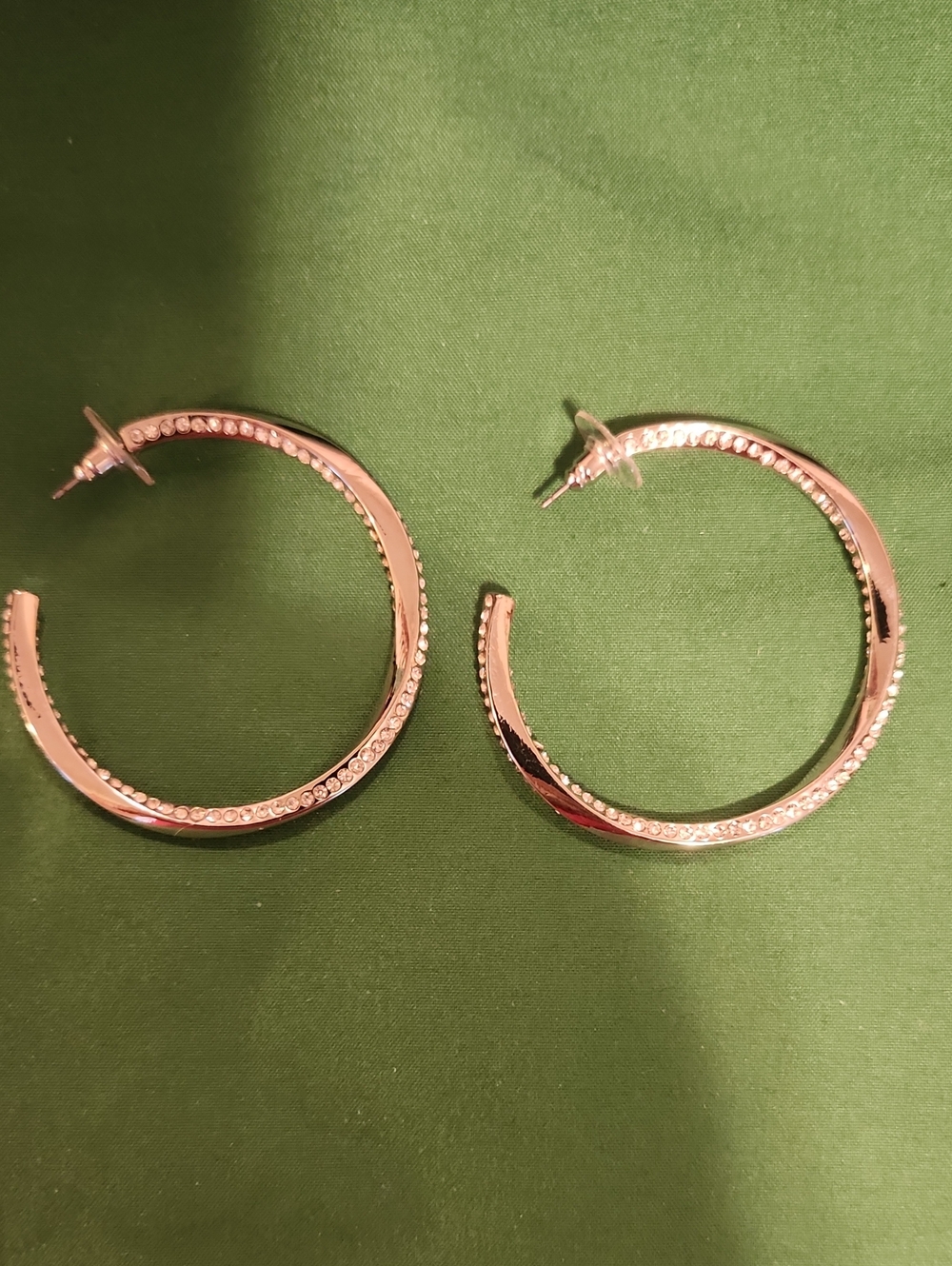 🔥JTV Silver Crystal Hoop Earrings - Women Jewelry